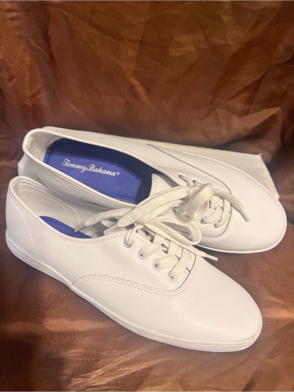 Tommy Bahama-NWOT-Women's White Lace-Up Leather Sneakers-Classic-Size 10-Comfy
